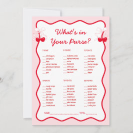 Cherry Bridal Shower What's in Your Purse Game Inbjudningar