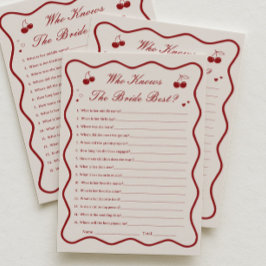 Cherry Bridal Shower Who Knows Bride Best Card Inbjudningar