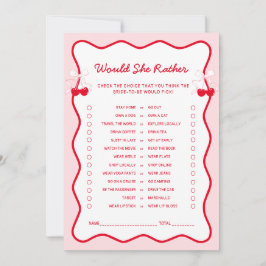 Cherry Bridal Shower Would She Rather Game Card Inbjudningar