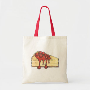 Cherry Cheesecake Cake Slice w/ Cherries Tote Bag Tygkasse