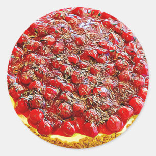 Cherry Cheesecake Food Dessert Stickers Runt Klistermärke