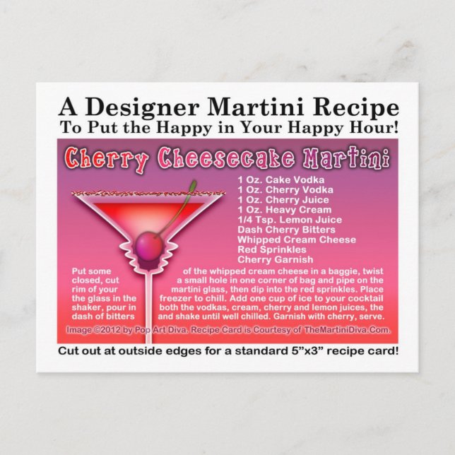 Cherry Cheesecake Martini Recipe Postcard Vykort (Framsida)