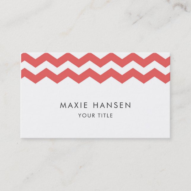 Cherry Chevron Mönster Modern Affärskort Visitkort (Framsida)