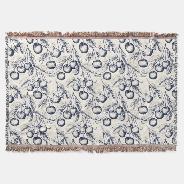 Cherry Chinoiserie Elegant Blommigt Blanket decor Filt (Framsidan)