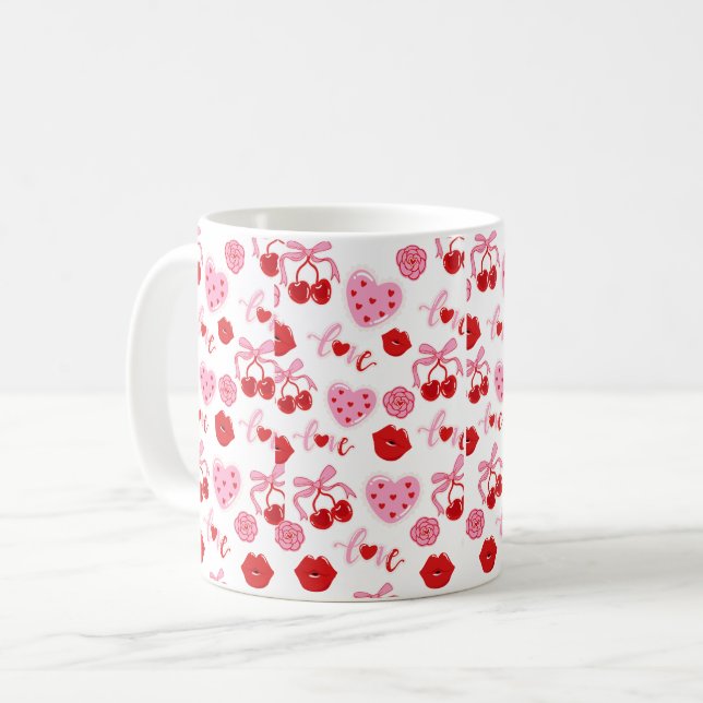Cherry Clube Mug– Cute Aesthetic MUG Kaffemugg (Framsida vänster)