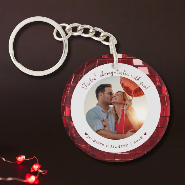 Cherry Coded Anpassningsbar Valentine Day Photo He (Cherry Coded Custom Valentine's Day Photo Heart Keychain)