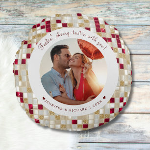 Cherry Coded Valentine Day Round Anpassningsbar Pi Rund Kudde