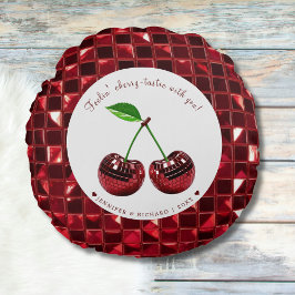 Cherry Coded Valentine Day Round Anpassningsbar Rund Kudde