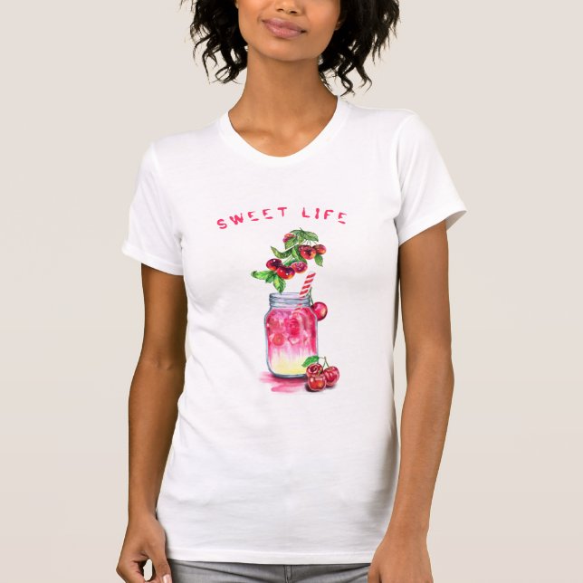 Cherry Coola Drink Funny Party T-Shirt Anpassnings (Framsida)