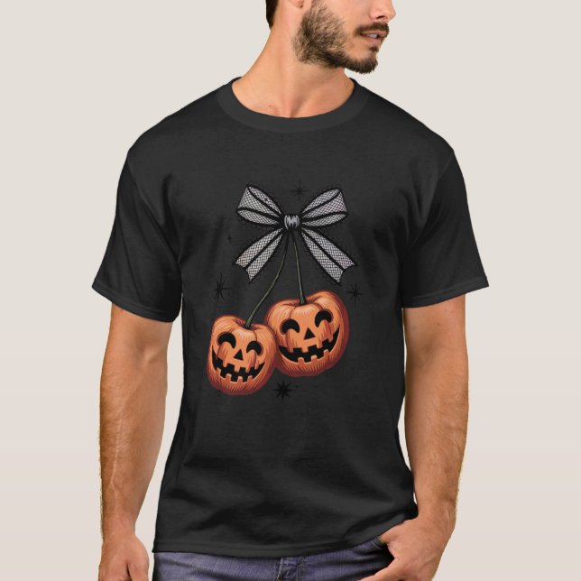 Cherry Coquette Läskiga Körsbär Bow Klassisk Hallo T Shirt (Framsida)