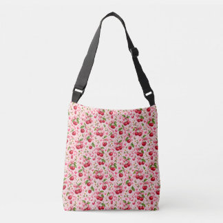 Cherry Coquette Pink Bow Gingham Pattern Axelväska