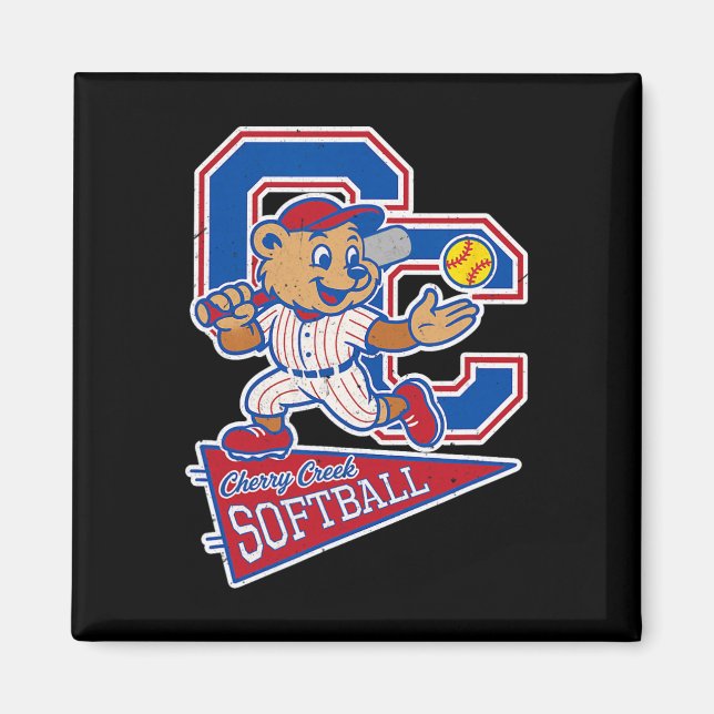 Cherry Creek High School Softboll Med Maskot  Magnet (Framsidan)