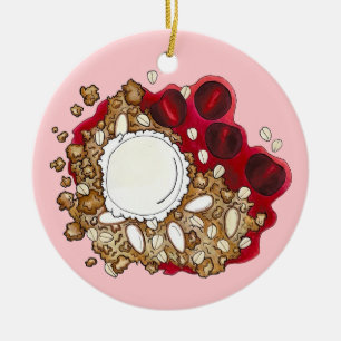 Cherry Crumble Cobbler Dessert Ice Cream Food Julgransprydnad Keramik