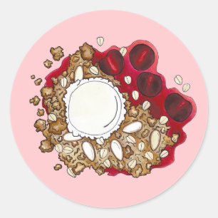 Cherry Crumble Cobbler Dessert Ice Cream Food Runt Klistermärke