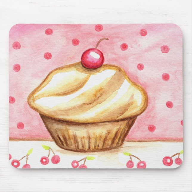 Cherry Cupkaka Art Mousepad Musmatta (Framsidan)