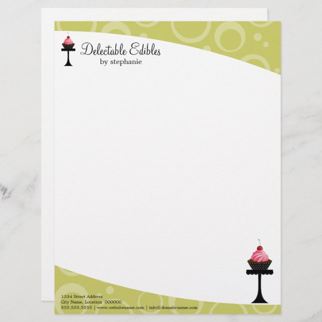 Cherry Cupkaka Bakery Business Letterhead Brevhuvud (Fram/baksida)