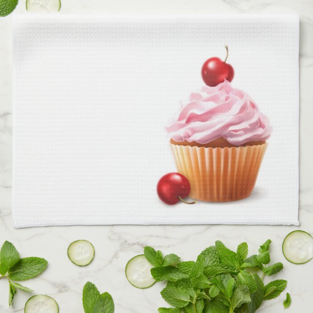 Cherry cuptårta Kitchen Towel Kökshandduk (Vikta)