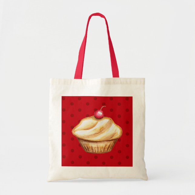 Cherry Cuptårte Tote Bag Tygkasse (Framsidan)