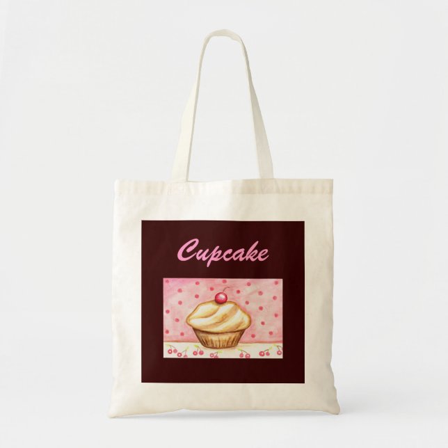 Cherry Cuptårte Tote Bag Tygkasse (Framsidan)