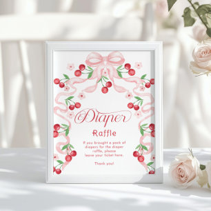 Cherry Diaper raffle Rosa bow Whimsical Poster