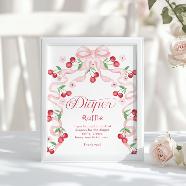 Cherry Diaper raffle Rosa bow Whimsical Poster (Skapare uppladdad)