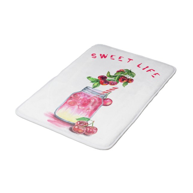 Cherry Drink Bath Mat - Anpassningsbar Text Badrumsmatta (Vinklad)