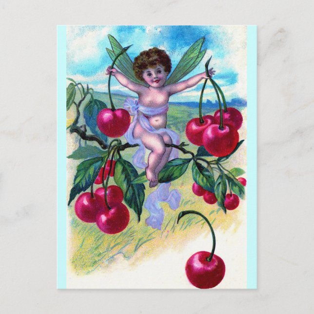 Cherry Fairy Postcard Vykort (Framsida)