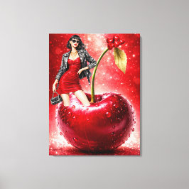 Cherry Fashion Illustration Wall Art Print Canvastryck