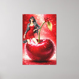 Cherry Fashion Illustration Wall Art Print Canvastryck