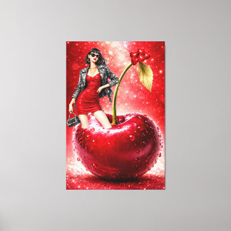 Cherry Fashion Illustration Wall Art Print Canvastryck