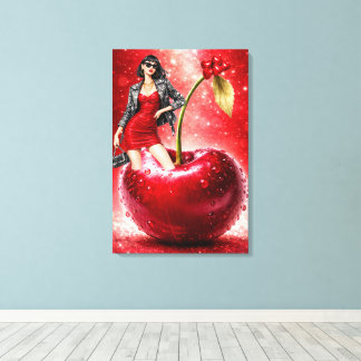 Cherry Fashion Illustration Wall Art Print Canvastryck