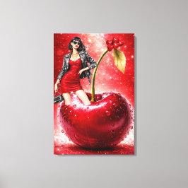 Cherry Fashion Illustration Wall Art Print Canvastryck