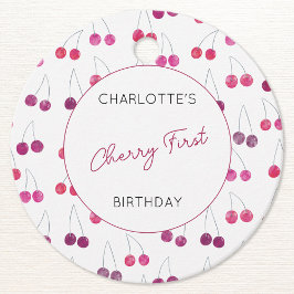 Cherry First Birthday Personlig Cherries Gåvor Etiketter