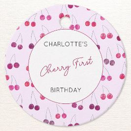 Cherry First Birthday Personlig Cherries Rosa Gåvor Etiketter