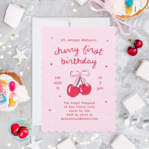 Cherry First Birthday Rosa Coquette Bow