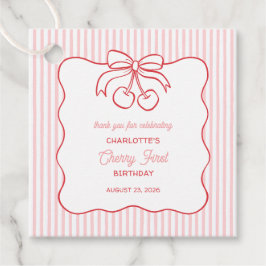 "Cherry First" Birthday Rosa Rand Bow Tack Gåvor Etiketter