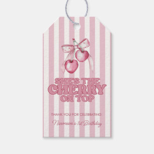 Cherry First Coquette Flickor 1:a födelsedagsprese Presentetikett