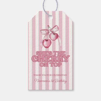 Cherry First Coquette Flickor 1:a födelsedagsprese Presentetikett