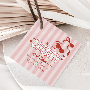 Cherry First Coquette Girls 1:a födelsedagen Gåvor Etiketter