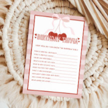 Cherry First Coquette Girls 1st Birthday Trivia