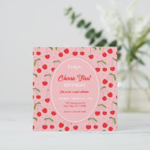 CHERRY First Födelsedagsfest inbjudan