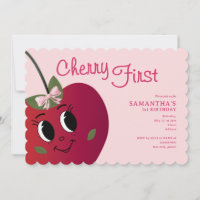 Cherry First Girl Cute Tecknad Sweet 1st Birthday