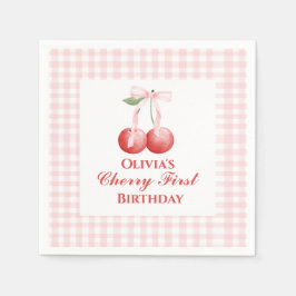 Cherry First Rosa Bow Gingham Pappersservett