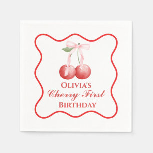 Cherry First Rosa Bow Gingham Pappersservett