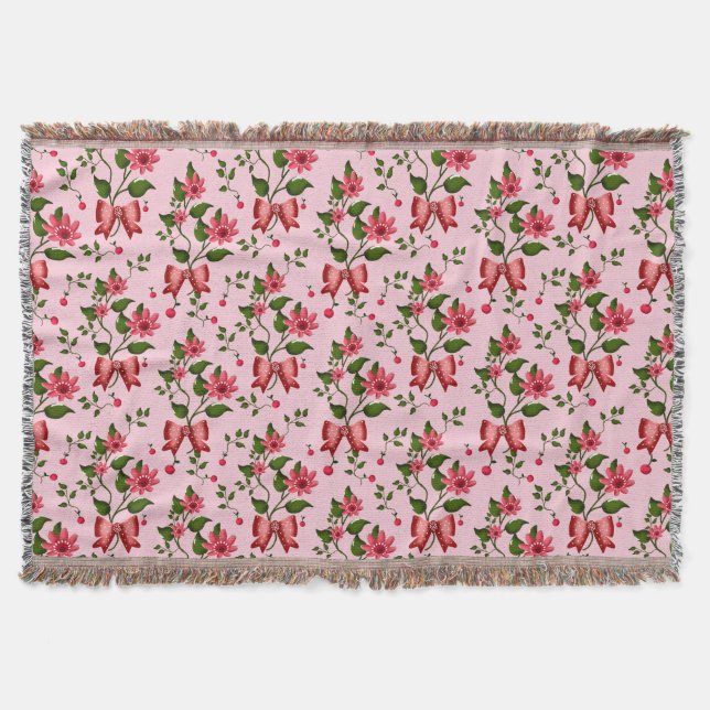 Cherry floral pattern Curtain Filt (Framsidan)