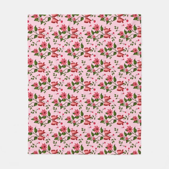 Cherry floral pattern Curtain Fleecefilt (Framsidan)