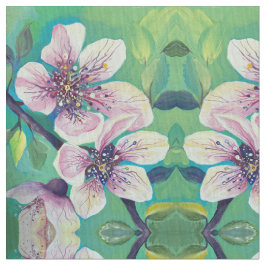 Cherry Flowers Blommar Handmålat vattenfärg Tyg