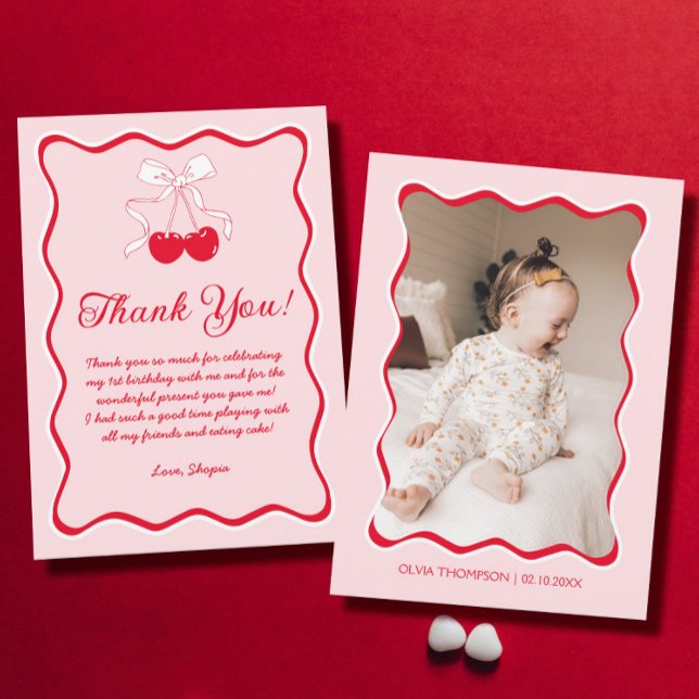 Cherry Födelsedagsfest Tack Kort (Skapare uppladdad)