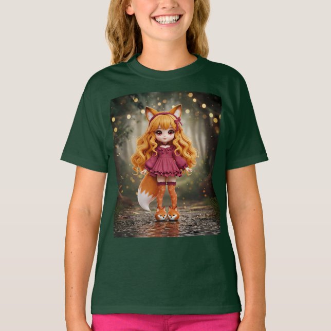 Cherry Fox Kawaii Doll T Shirt (Framsida)
