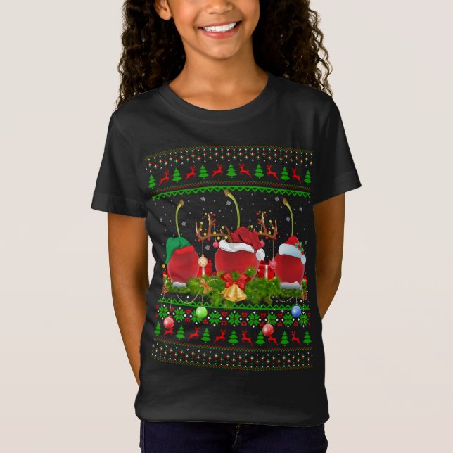 Cherry Fruit Älskare Julafton Santa Ugly Cherry Ch T Shirt (Framsida)